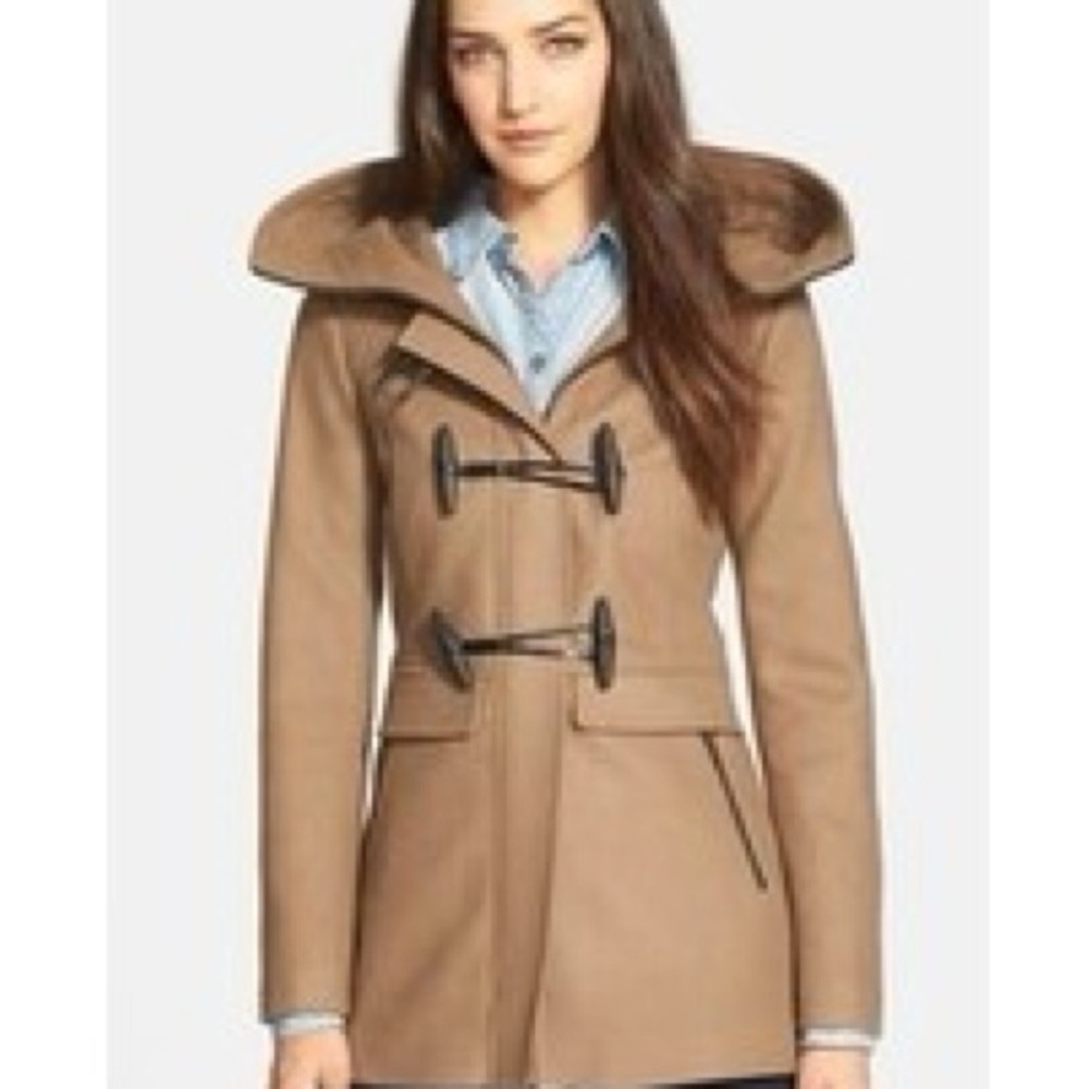 Mackage Women's Hooded Wool Blend Camel Toggle Coat